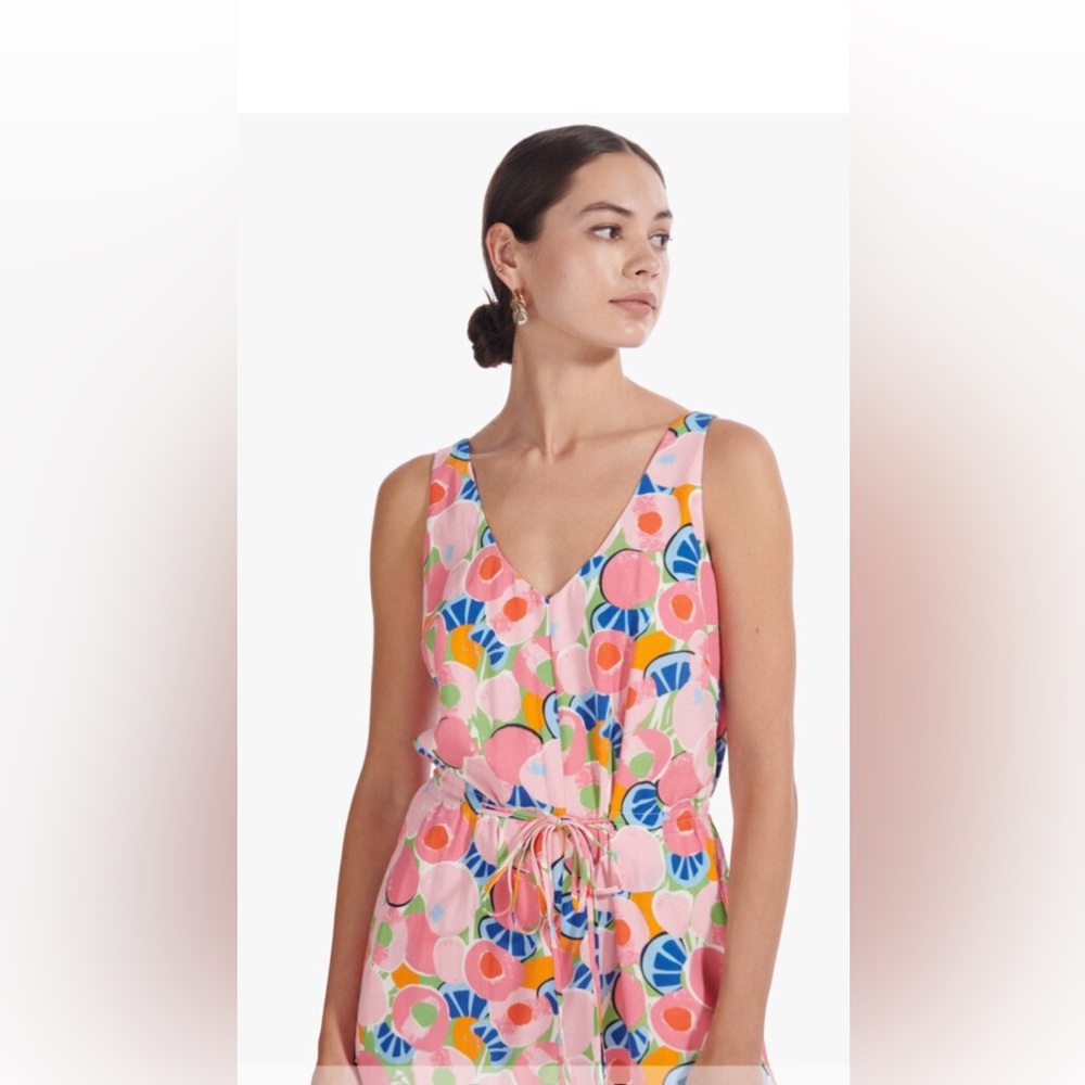 STAUD abstract peach blosson jumpsuit - Picture 4 of 10